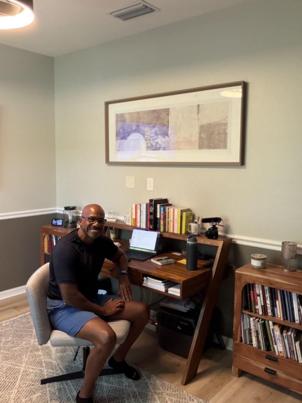 Grantley McLeod seated in his office